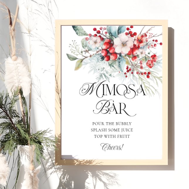 Winter Floral Brautparty Mimosa Bar Poster (Von Creator hochgeladen)