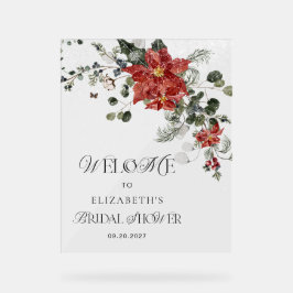 Winter Floral Brautparty Willkommen Acrylschild