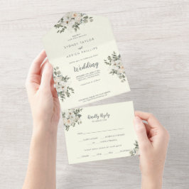 Winter floral | Elfenbeinhochzeit All In One Einladung