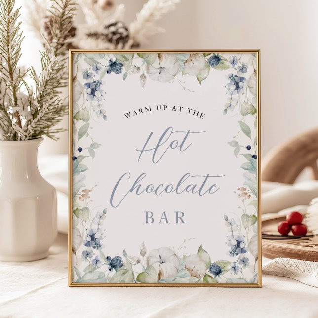Winter Floral Frame Hot Chocolate Brautparty Poster (Von Creator hochgeladen)