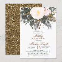 Winter Floral Glitzer Kinderdusche Einladung
