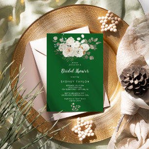 Winter Floral Green Bridal Dusche Einladung