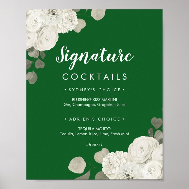 Winter Floral|Green Signature Cocktails Signieren Poster (Vorne)