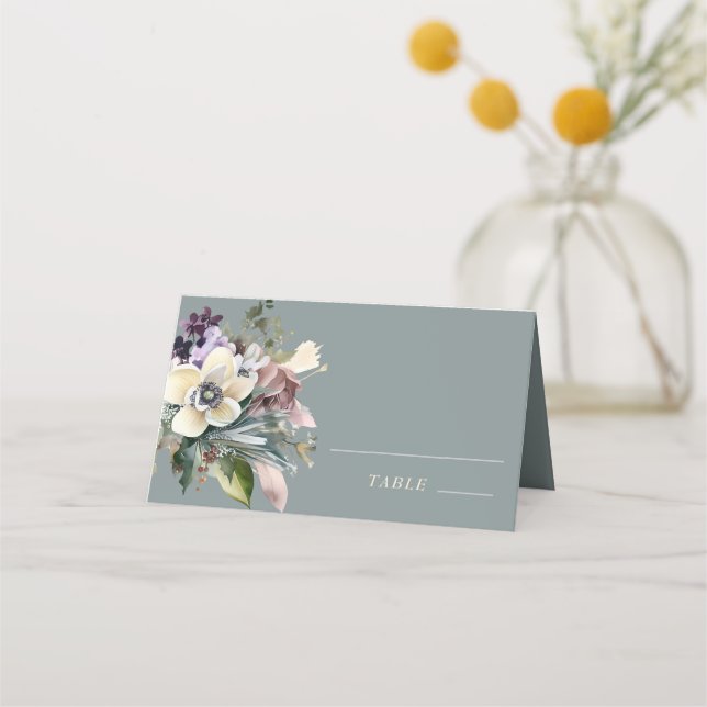Winter floral | Hochzeit Platzkarte (Vorderseite)