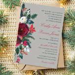 Winter Floral Holiday Christmas December Wedding Einladung<br><div class="desc">This wedding invitation is perfect for a holiday wedding!  It is adorned with winter floral along the left side and the invitation text on the right side.  Please contact me if you would like help with formatting your information text on this wedding invitation.</div>