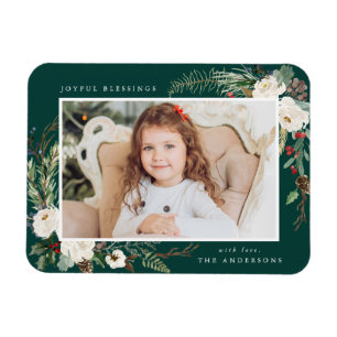 Winter floral   Holiday Foto Magnet