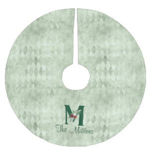 Winter Floral Illustrierter Buchstabe M Personalis Polyester Weihnachtsbaumdecke