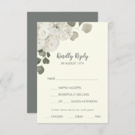 Winter Floral|Ivory Menu Choice Wedding RSVP Card