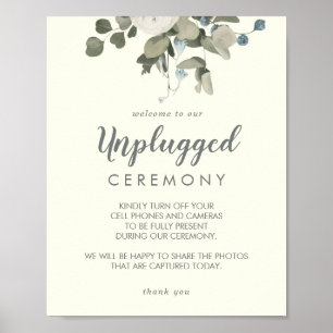 Winter floral   Ivory Wedding Unplugged Zeremonie Poster
