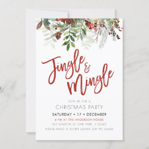 Winter Floral Jingle & Mingle Weihnachts-Party  Einladung