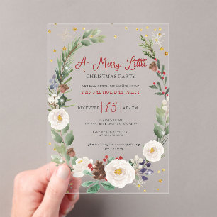 Winter Floral Merry Little Christmas Party Acryleinladungen