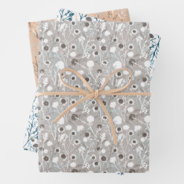 Winter Floral Pattern Geschenkpapier Set