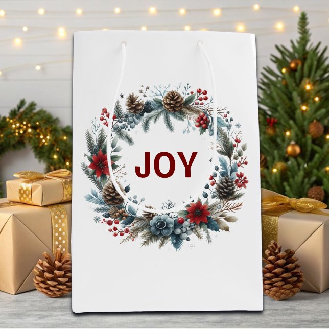 Winter Floral Pine Cones Wreath Mittlere Geschenktüte (Von Creator hochgeladen)