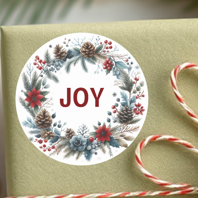 Winter Floral Pine Cones Wreath Runder Aufkleber (Von Creator hochgeladen)