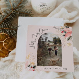 Winter Floral Pink Holly Jolly Weihnachten Ein Fot