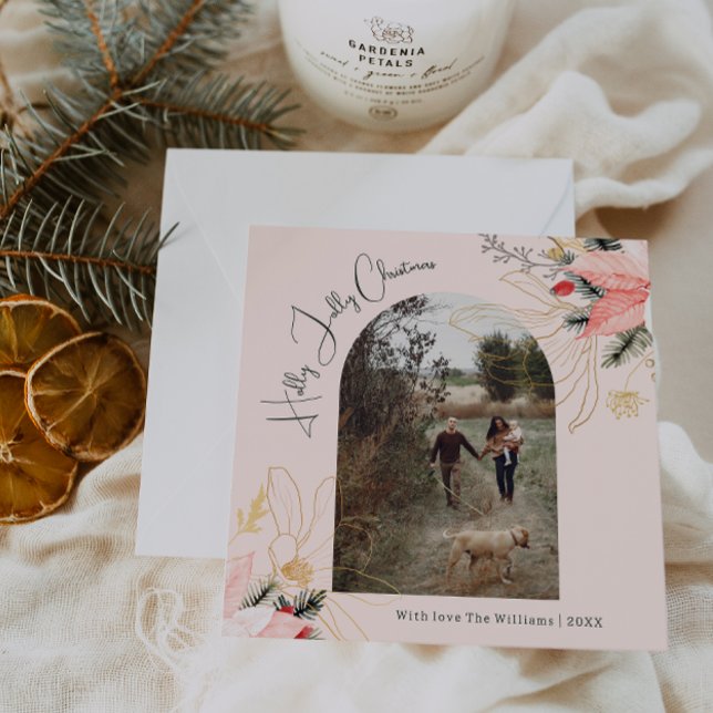 Winter Floral Pink Holly Jolly Weihnachten Ein Fot (Von Creator hochgeladen)