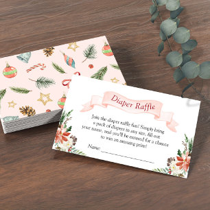 Winter Floral Poinsettia Baby Shower Windel-Raffle Begleitkarte