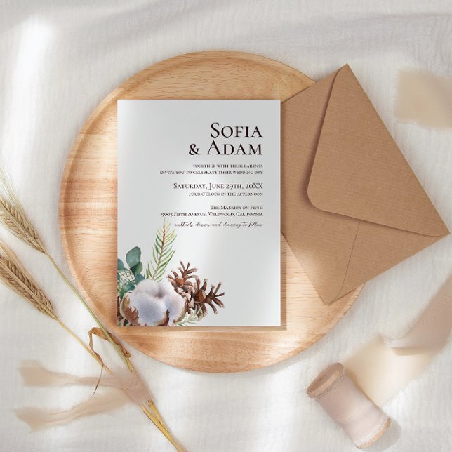 Winter Floral Poinsettia Wasserfarbenhochzeit Einladung (Von Creator hochgeladen)