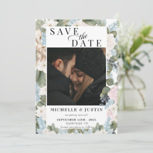 Winter floral   Rustikale Foto-Hochzeit Save The Date