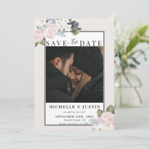 Winter floral   Rustikale Foto-Hochzeit Save The Date