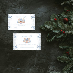 Winter Floral Schneeball Windel Raffle Babyparty Begleitkarte