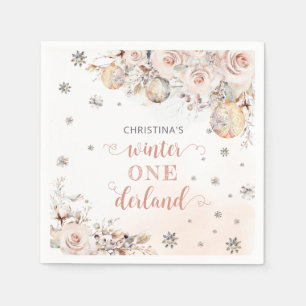 Winter Floral Snowflake ONEderland 1. Geburtstag Serviette
