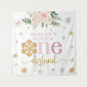 Winter Floral Snowflake ONEderland 1. Geburtstag Wandteppich