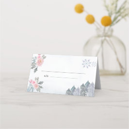 Winter Floral Snowflakes Baby Dusche Platzkarte