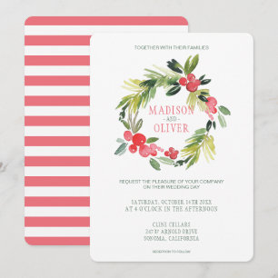 Winter Floral Watercolor Wreath Hochzeit Einladung