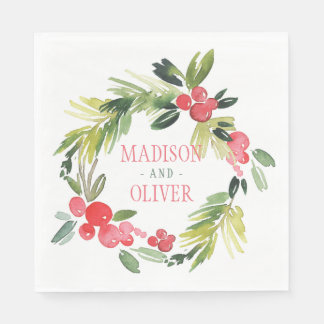 Winter Floral Watercolor Wreath | Hochzeit Serviette
