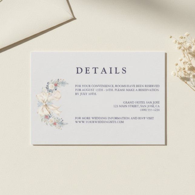Winter Floral Wedding Details Enclosure Card Begleitkarte (Von Creator hochgeladen)