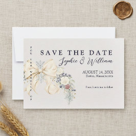 Winter Floral Wedding Flat Save The Date Card