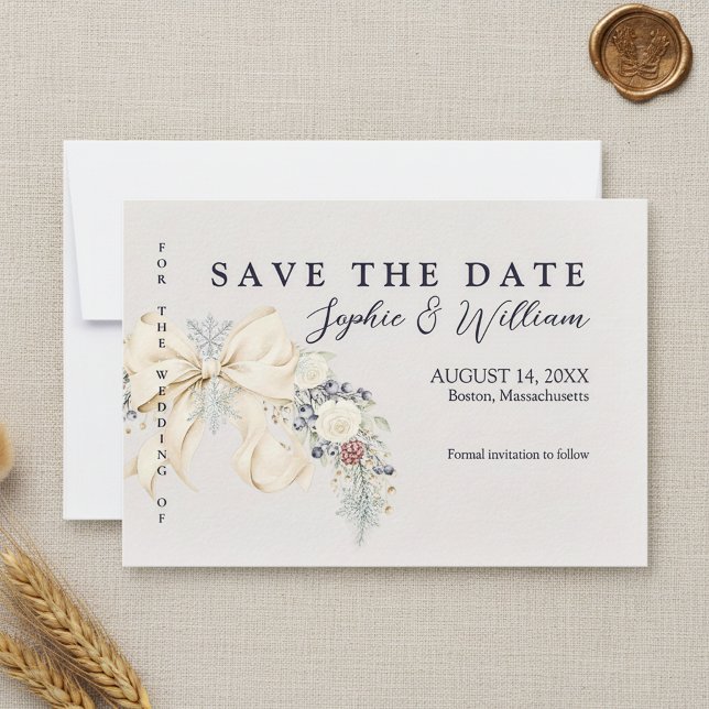 Winter Floral Wedding Flat Save The Date Card (Von Creator hochgeladen)
