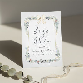 Winter Floral Wedding Flat Save The Date Card Einladung