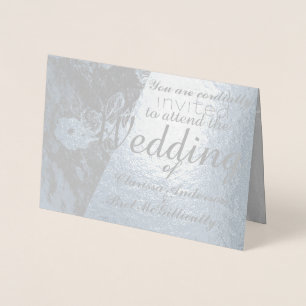 Winter Floral Wedding Foil Blk und White Foto Folienkarte