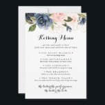Winter Floral Wedding Kissing Menu Game Card<br><div class="desc">Diese im Winter blumengeschmückte Hochzeitskissingkarte eignet sich perfekt für einen modernen Hochzeitsempfang. Das Design ist in dunkelblau,  blau,  blau,  navy,  rosa,  rot,  goldgelb und grün,  Blume gehalten und in eleganten Bouquets untergebracht.</div>