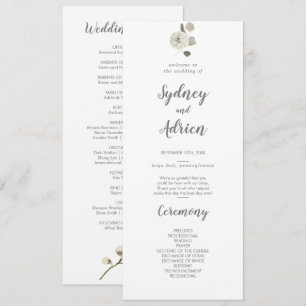 Winter Floral Wedding Program Programm