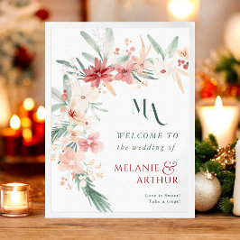 Winter Floral Weihnachten Begrüßungszeichen Poster