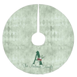 Winter florale Illustrierte Letter A Personalisier Polyester Weihnachtsbaumdecke