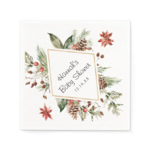 Winter florale Vegetation | Babydusche Napkins