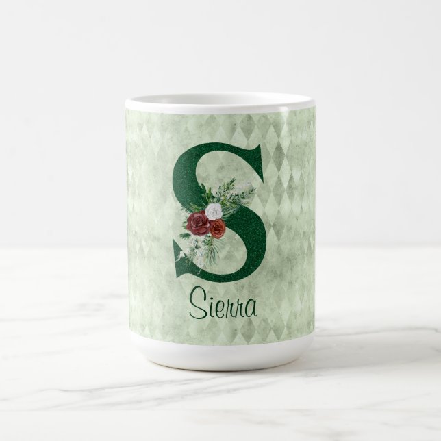 Winter floraler Illustrierter Letter S Personalisi Kaffeetasse (Mittel)