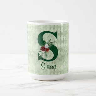 Winter floraler Illustrierter Letter S Personalisi Kaffeetasse