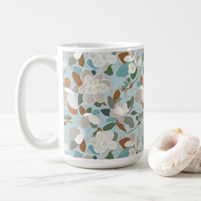Winter Florals Blue Gray Kaffeetasse (Mit Donut)