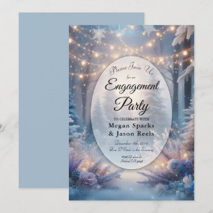 Winter Florals Mattierte Pines Engagement Party Einladung