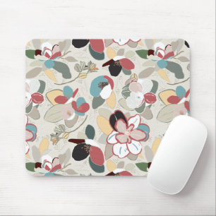 Winter Florals Neutrals Mousepad