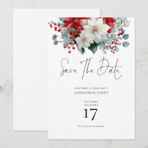 Winter Florals Poinsettia Weihnachten Save the Dat Einladung
