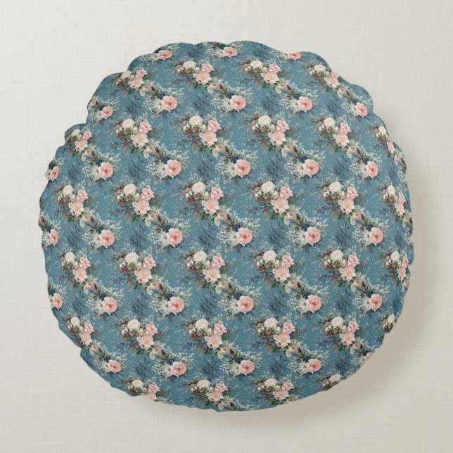 Winter Florals Rundes Kissen (Vorderseite)