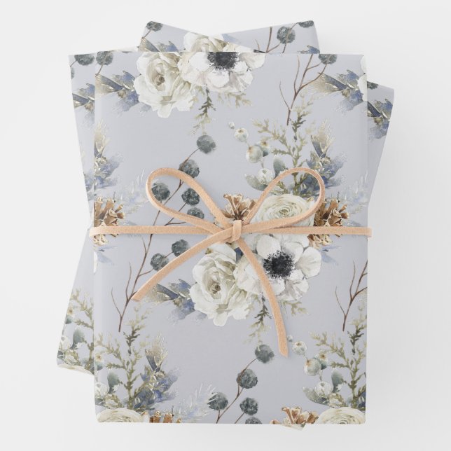 Winter Florals Wrapping Paper Geschenkpapier Set (Beispiel)