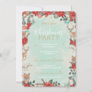 Winter Florest Animals Weihnachtsmuster Einladung