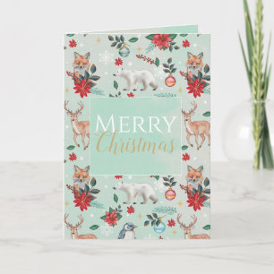 Winter Florest Animals Weihnachtsmuster Karte
